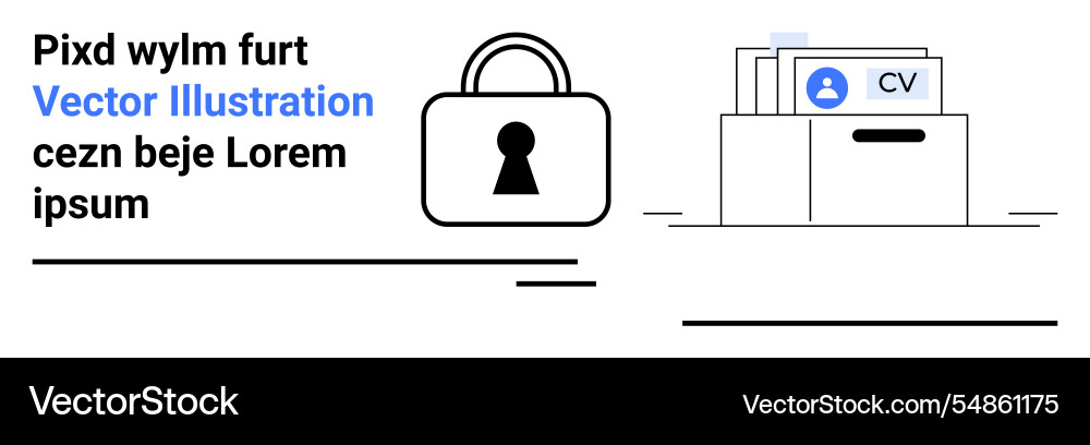 Data security concept with lock and document Vector Image