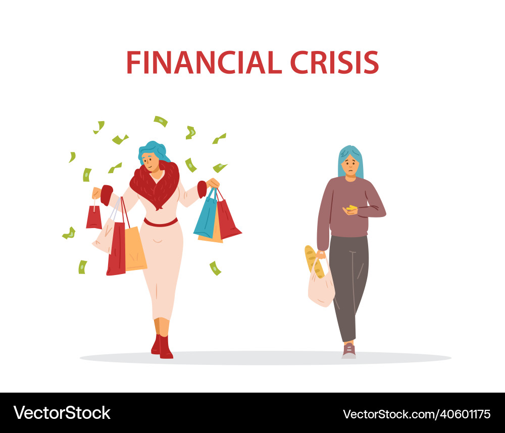 Financial crisis and social gap between poor Financial crisis and social gap between poor vector image