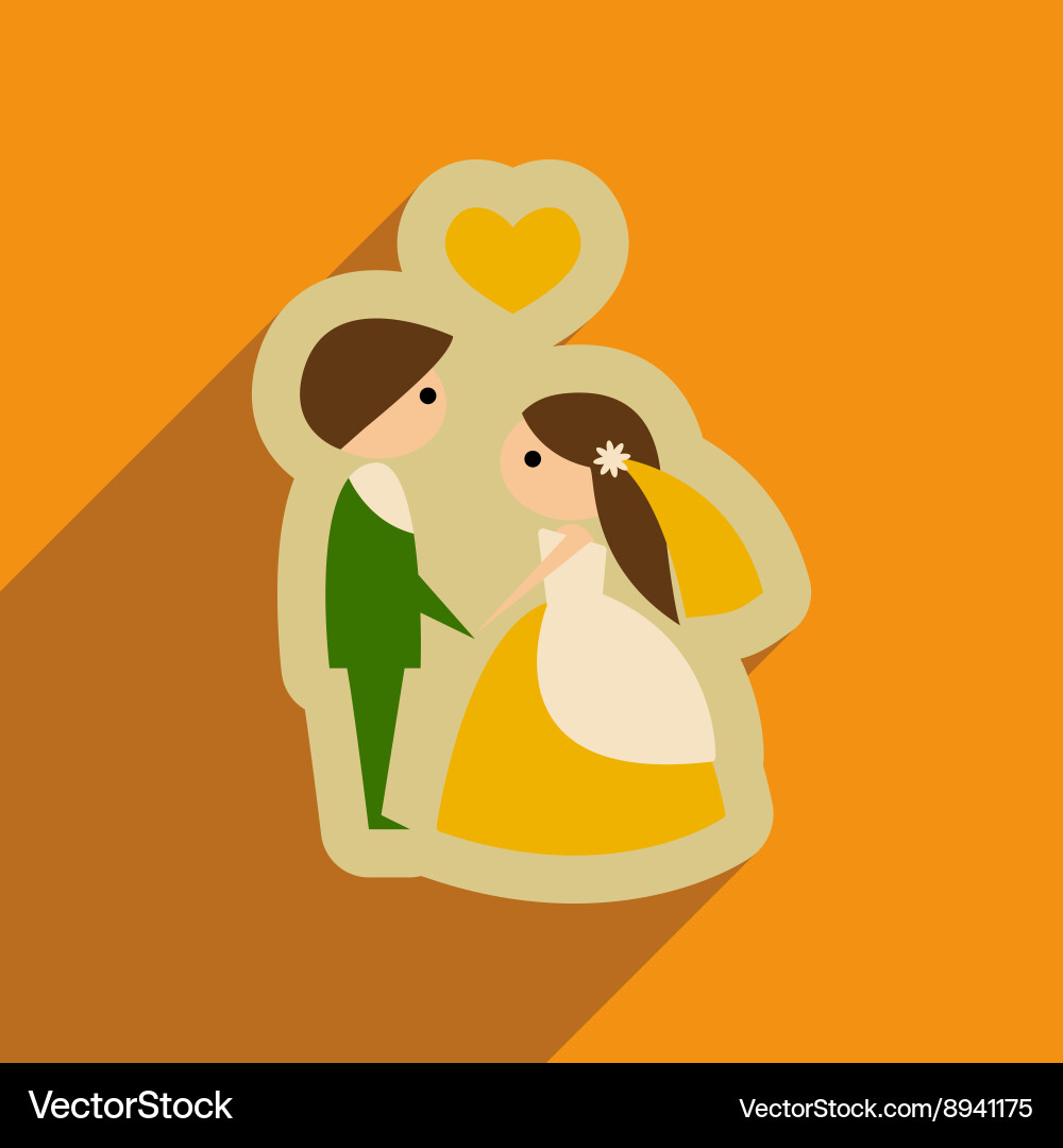 Flat web icon with long shadow bride and groom Vector Image
