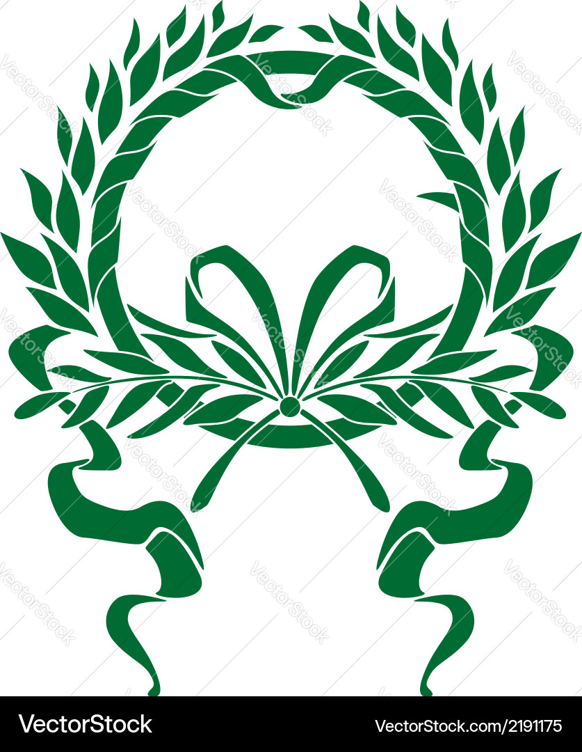 Foliate Wreath with Ribbon Vector Image