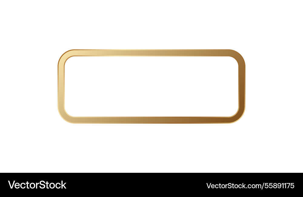 Golden rectangular frame with smooth rounded vector image