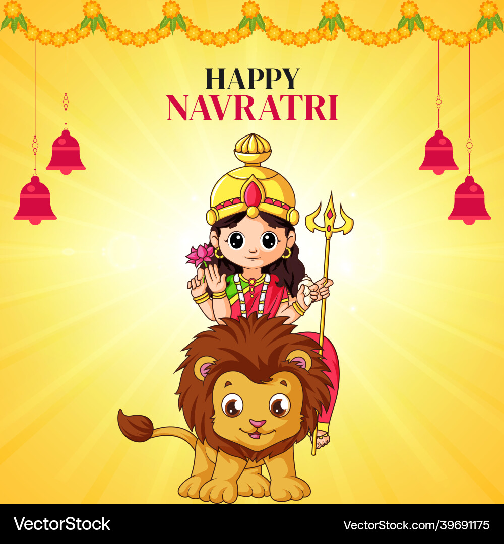 Happy navratri banner design vector image