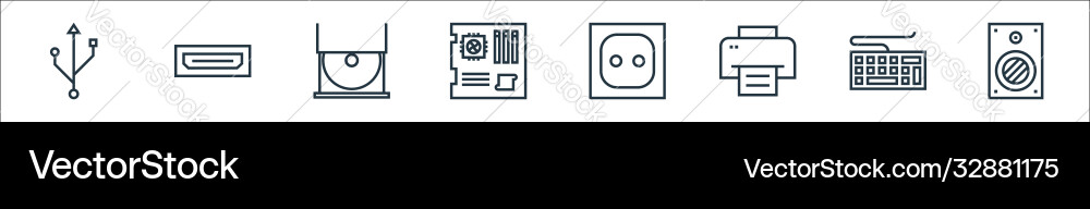 Hardware line icons linear set quality Hardware line icons linear set quality vector image
