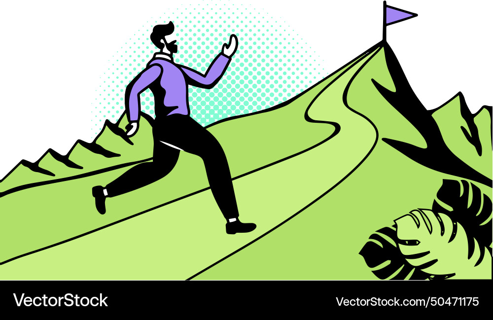 Man running towards goal Vector Image
