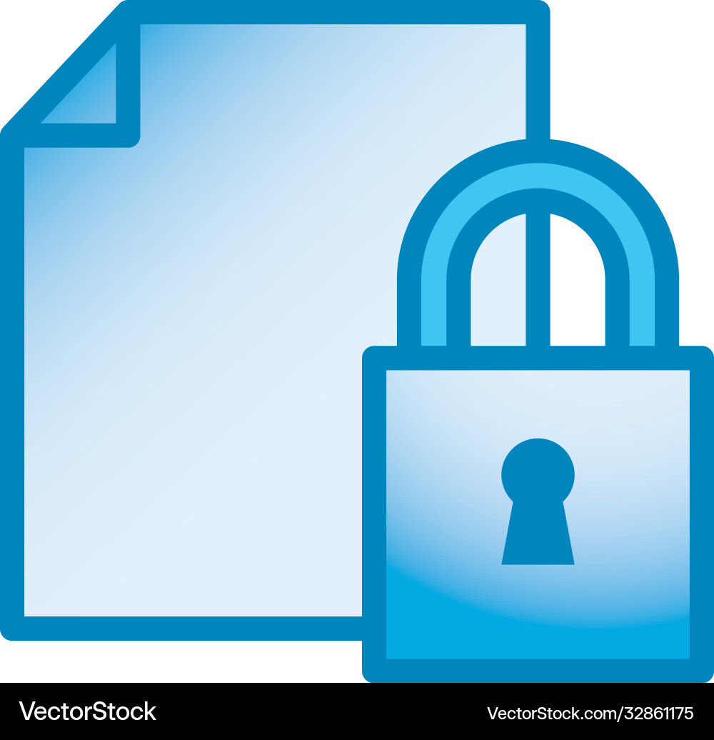 Padlock and document paper line gradient style vector image