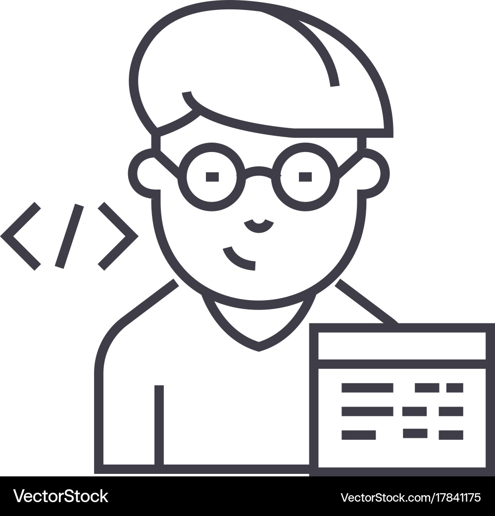 Programmer line icon sign vector image