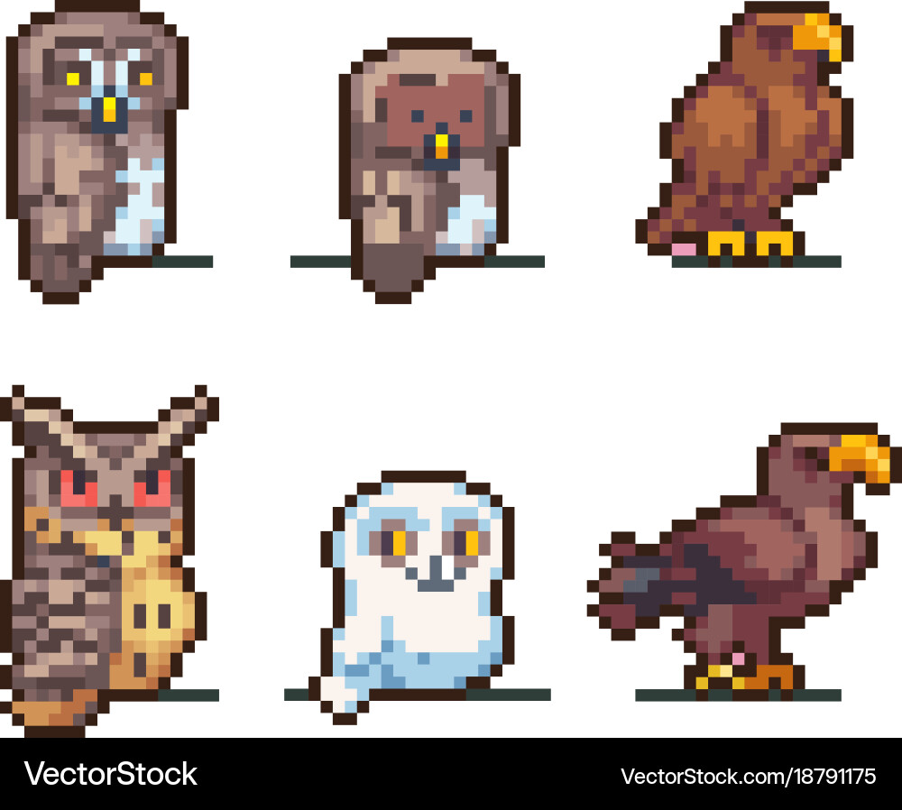 Set of pixel characters vector image