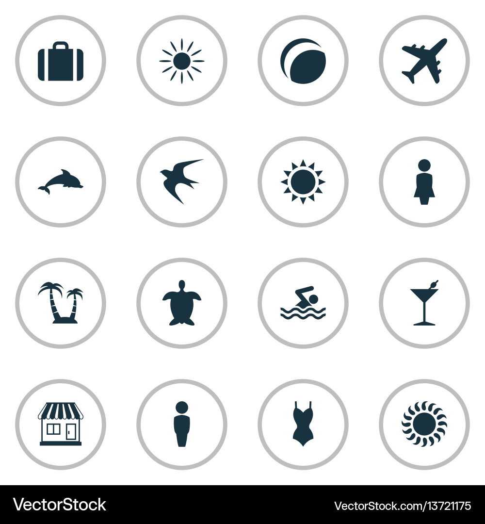 Set of simple seaside icons Vector Image
