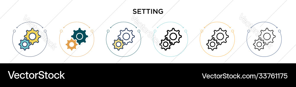 Setting icon in filled thin line outline Vector Image