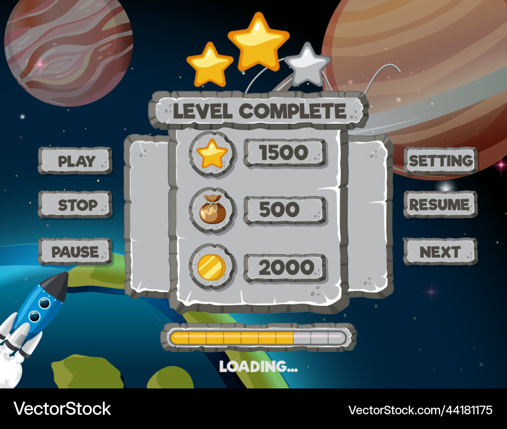 Space game background template and elements Space game background template and elements vector image