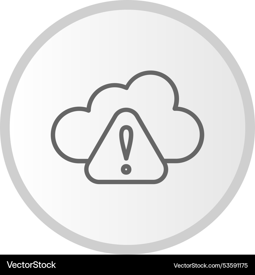 Warning cloud computing line circle grey icon vector image