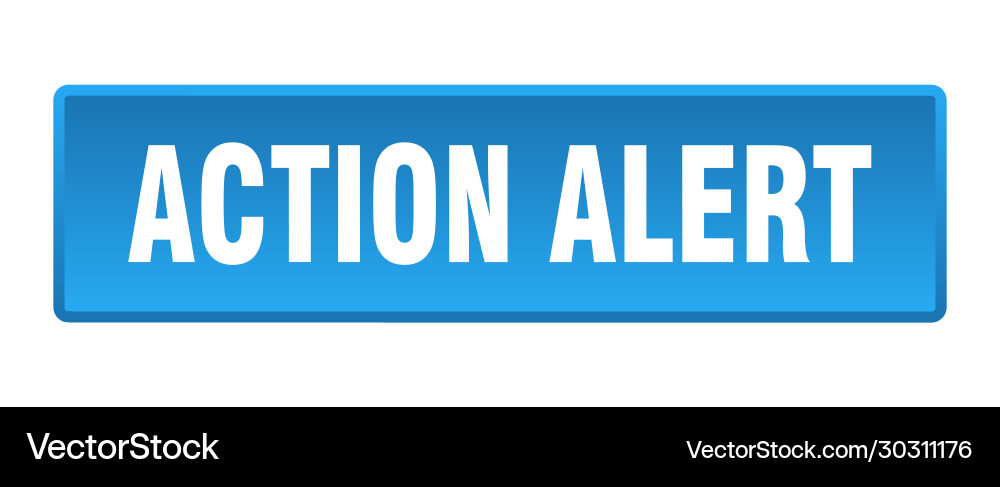 Action alert button square blue push vector image