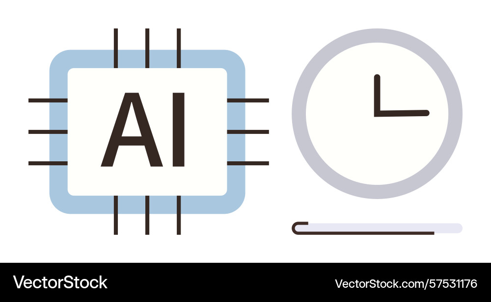 Ai chip and clock representing efficiency and time Ai chip and clock representing efficiency and time vector image