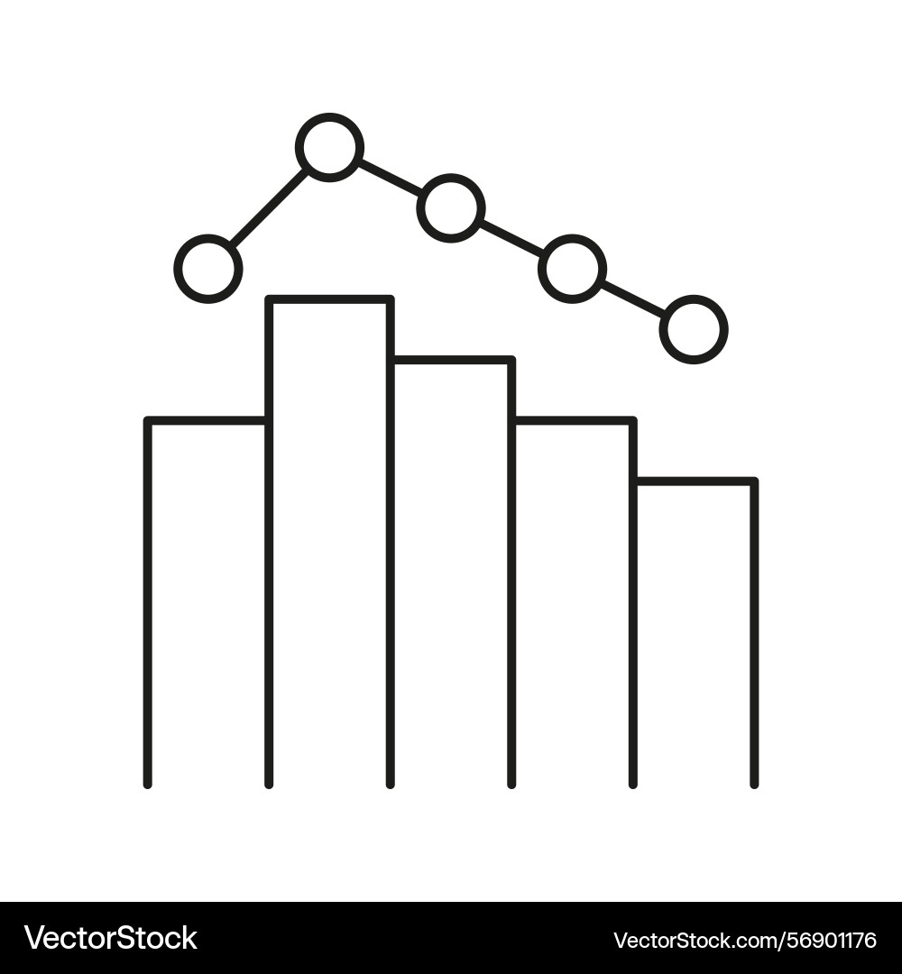 Bar chart with line graph solid icon data Bar chart with line graph solid icon data vector image