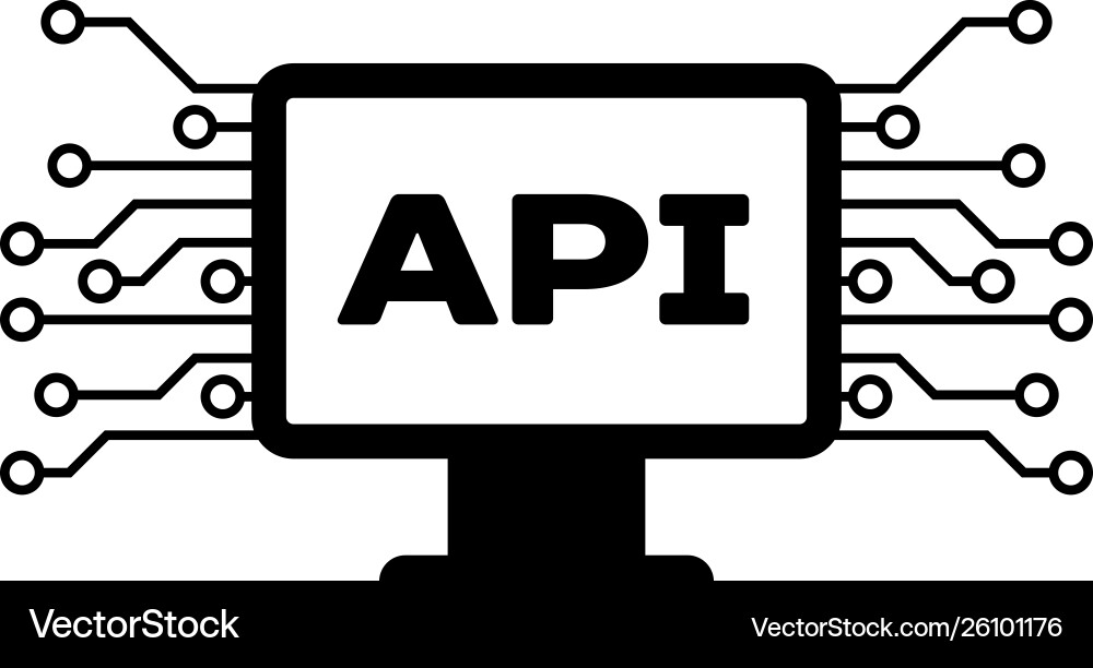 Black computer api interface icon isolated Black computer api interface icon isolated vector image