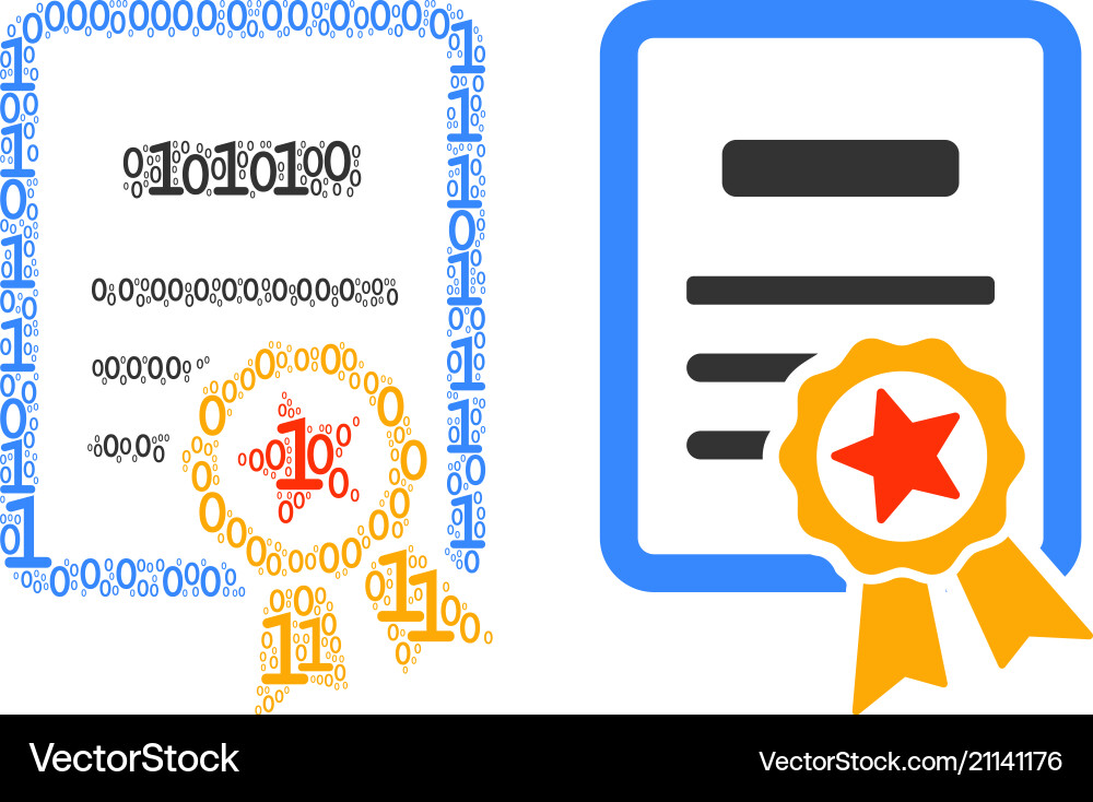 Certificate mosaic of binary digits Certificate mosaic of binary digits vector image