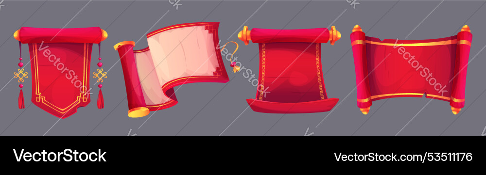 Chinese scroll paper set isolated on background Chinese scroll paper set isolated on background vector image