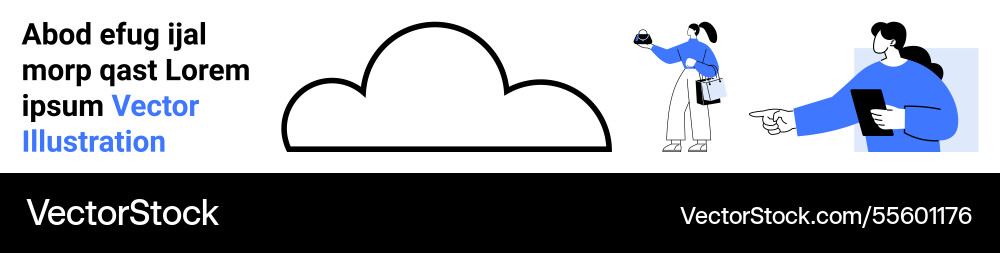 Cloud computing concept with two professionals Vector Image