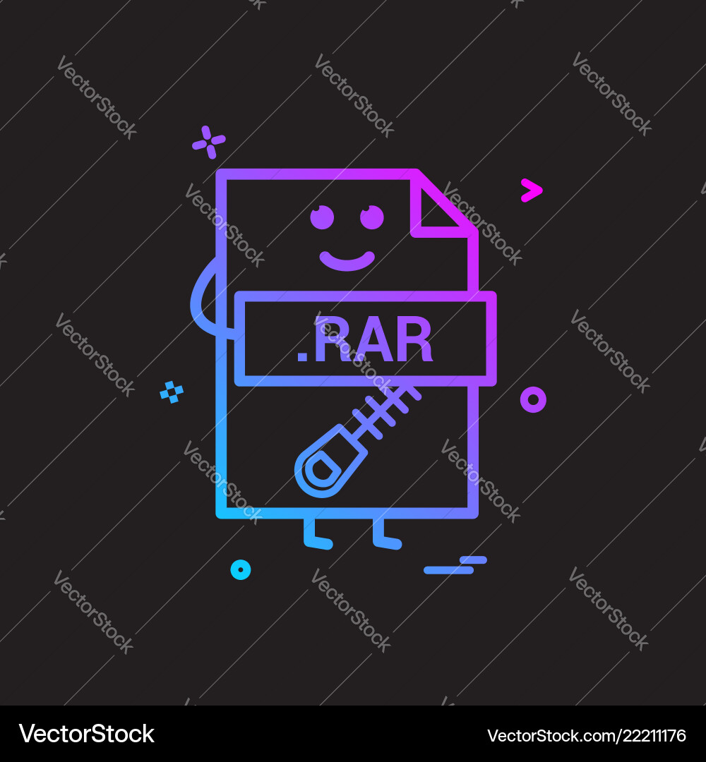 Computer rar file format type icon design Computer rar file format type icon design vector image
