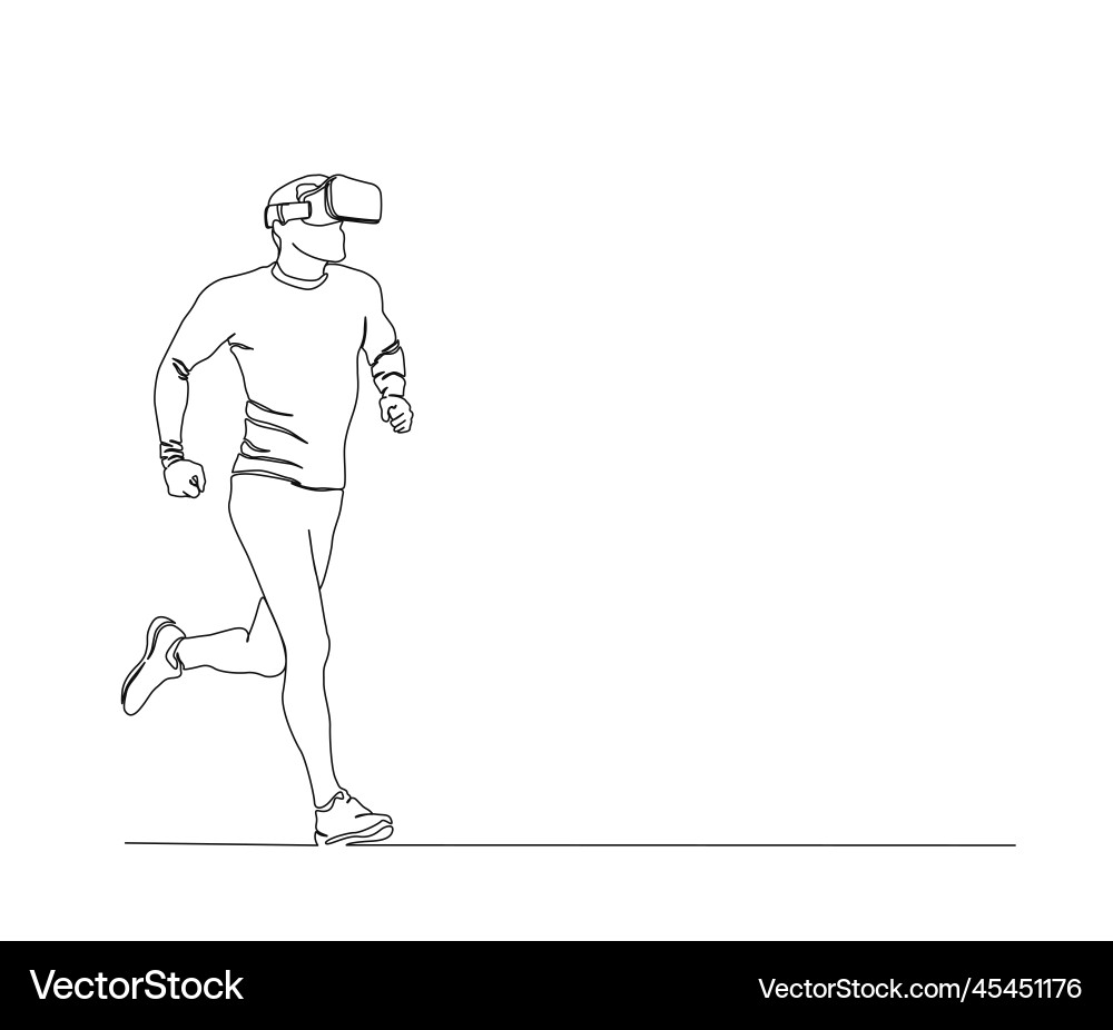 Continuous line drawing of running man wearing Continuous line drawing of running man wearing vector image