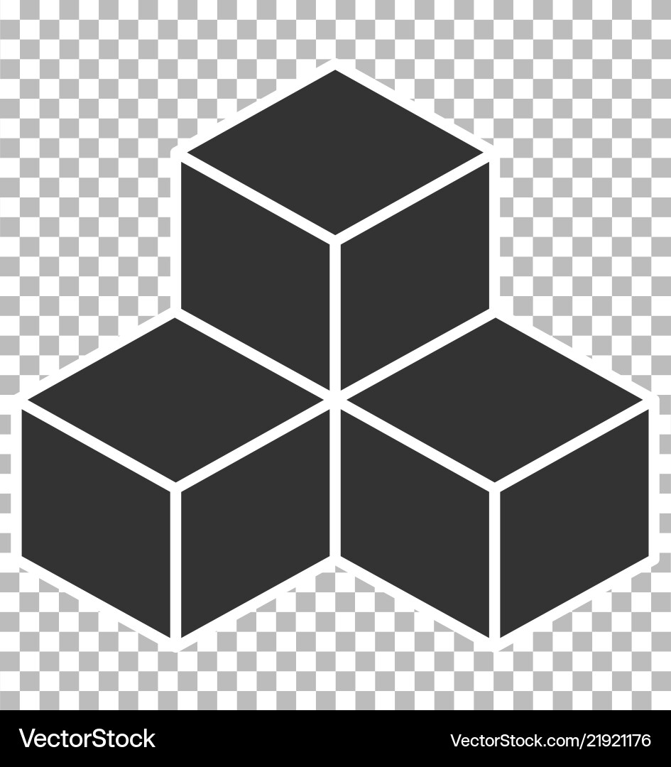 Cube icon on transparent background flat style vector image
