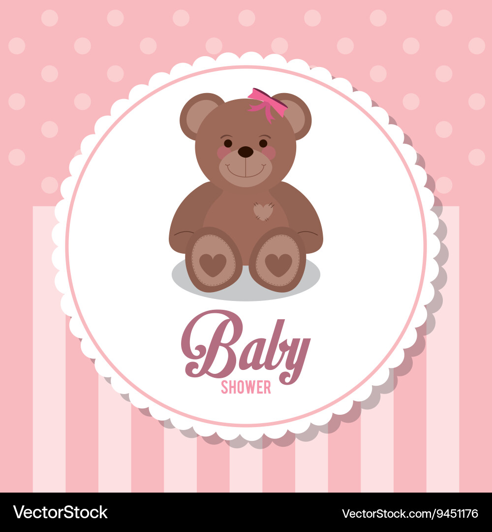 Cute Teddy Bear Baby Shower Icon vector image