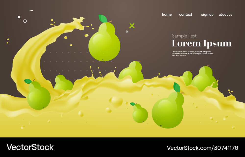 Fresh pear juice liquid splash realistic splashes Vector Image