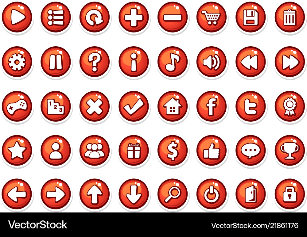 Game button templates red Vector Image
