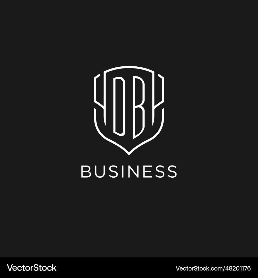 Initial db logo monoline shield icon shape vector image