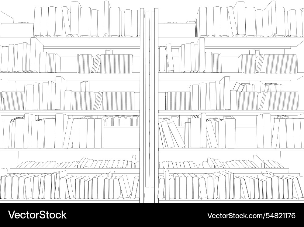Library book shelf background mockup of bookshelf Library book shelf background mockup of bookshelf vector image
