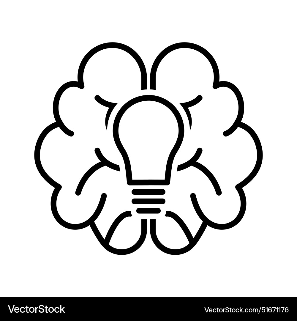 Lightbulb with brain icon vector image