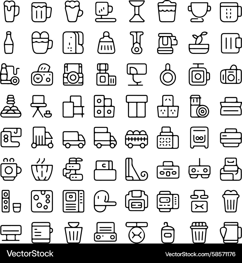 Line Art Object Collection Vector Image