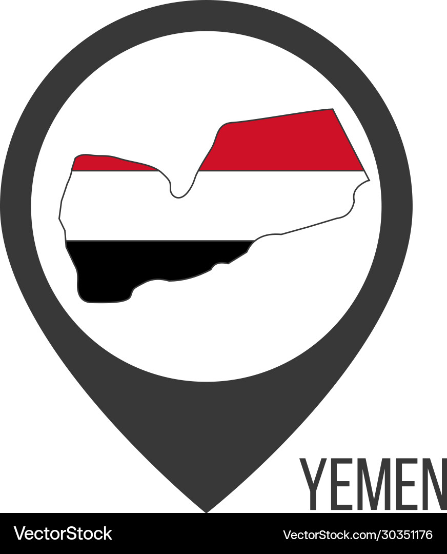 Map pointers with contry yemen flag stock Map pointers with contry yemen flag stock Vector Image