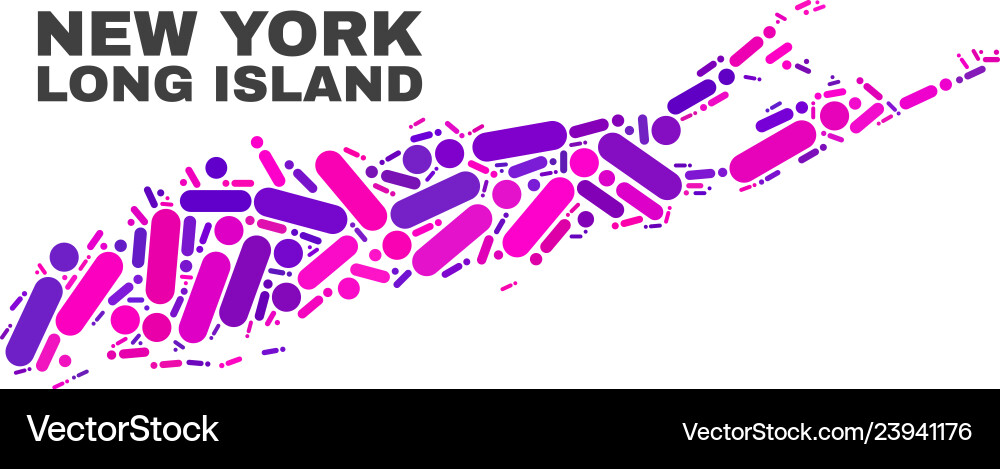 Mosaic long island map of dots and lines Mosaic long island map of dots and lines vector image