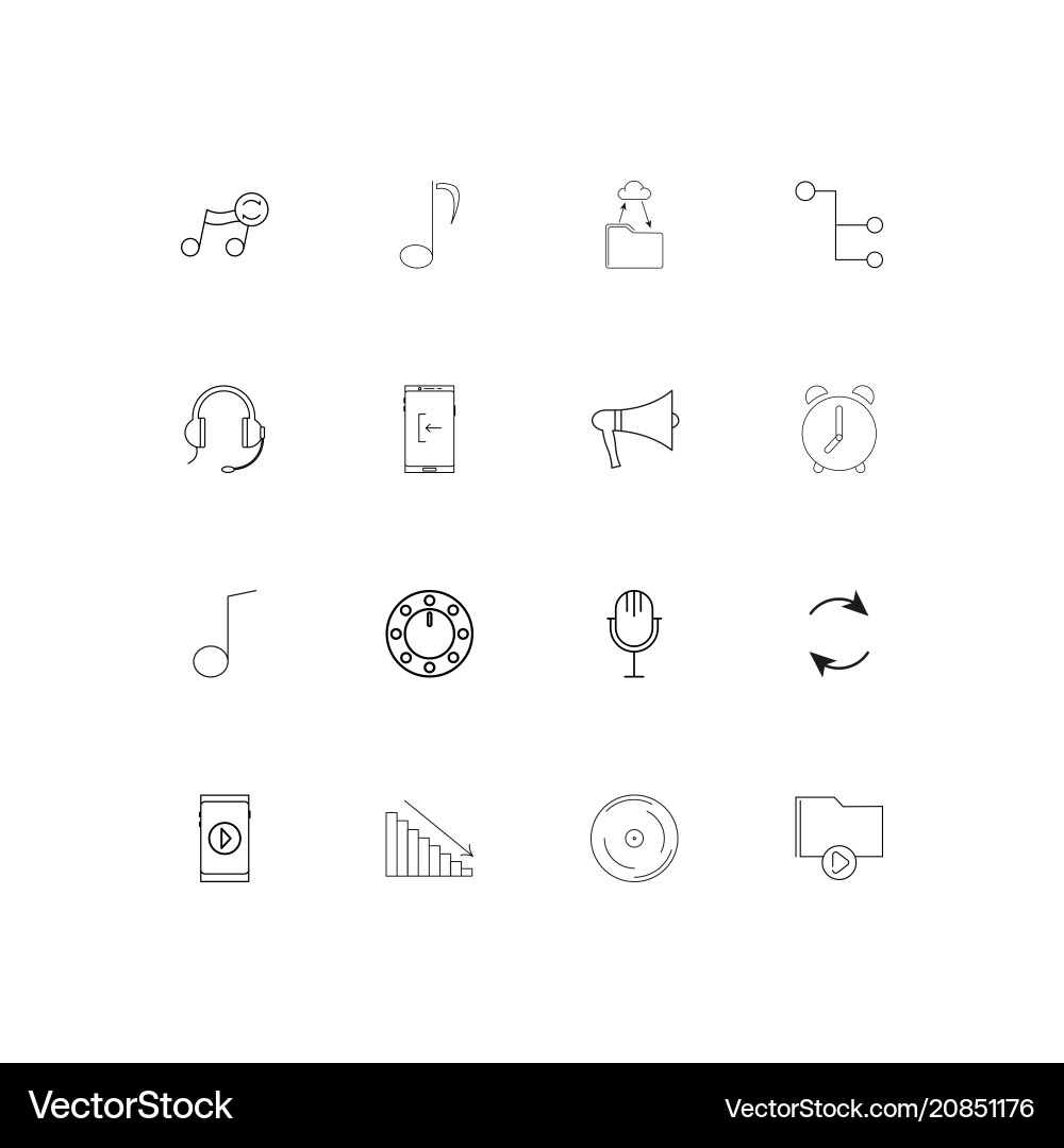 Music linear thin icons set outlined simple Vector Image
