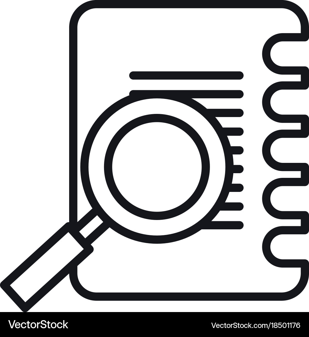 Notebook with magnifying glass Vector Image