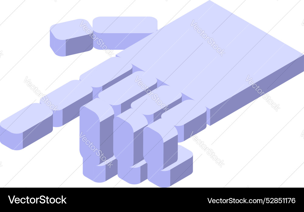 Robot hand pointing index finger in isometric view Robot hand pointing index finger in isometric view vector image