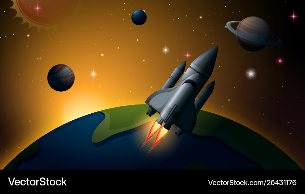 Rocket in space scene Vector Image