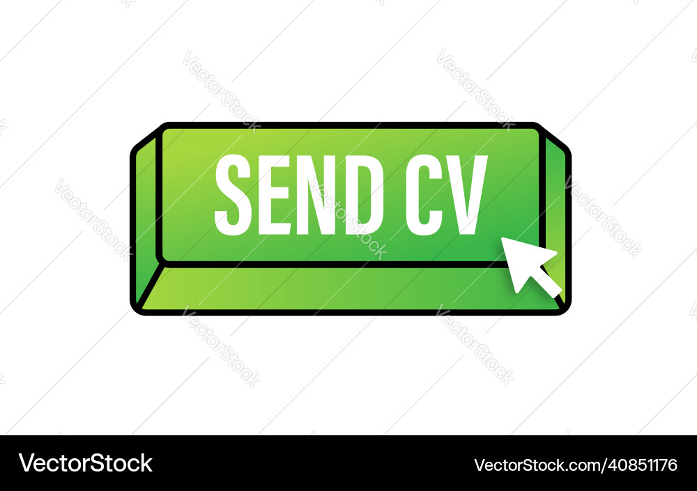 Send cv button in 3d style on blue background Vector Image