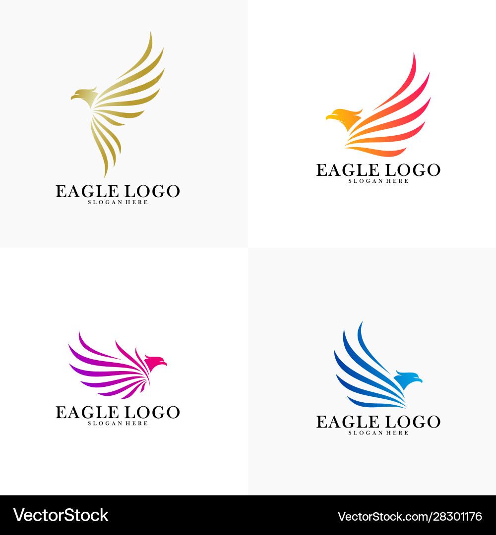 Set eagle logo design phoenix concept Royalty Free Vector