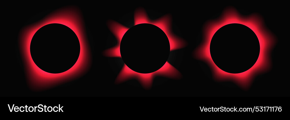 Set of red circle illuminate light frames Set of red circle illuminate light frames vector image