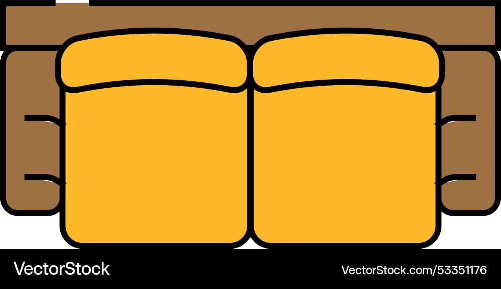 Sofa two sections top view icon color Sofa two sections top view icon color Vector Image
