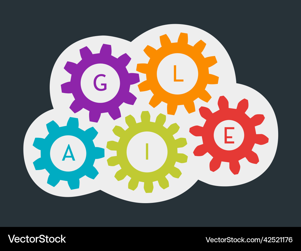 Text agile gears in cloud Vector Image