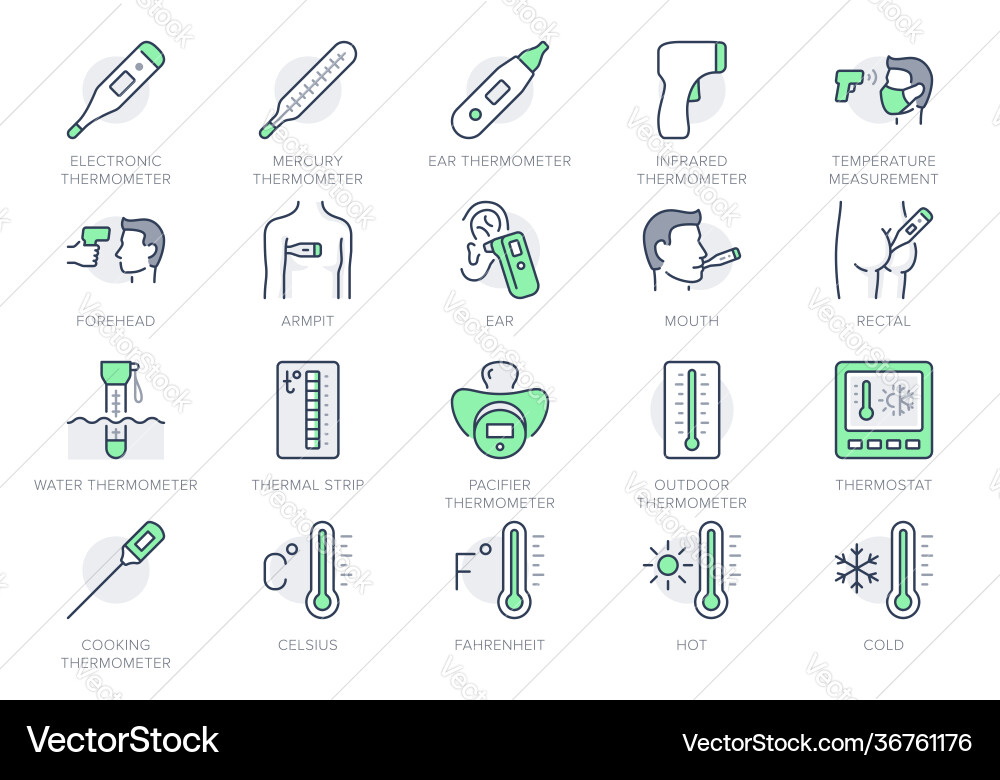 Thermometer line icons Thermometer line icons vector image