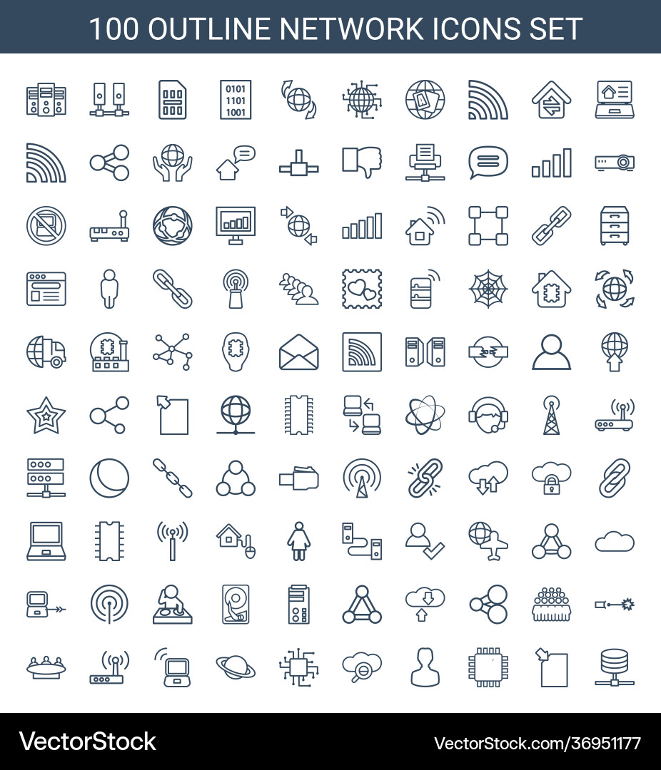 100 network icons Royalty Free Vector Image - VectorStock