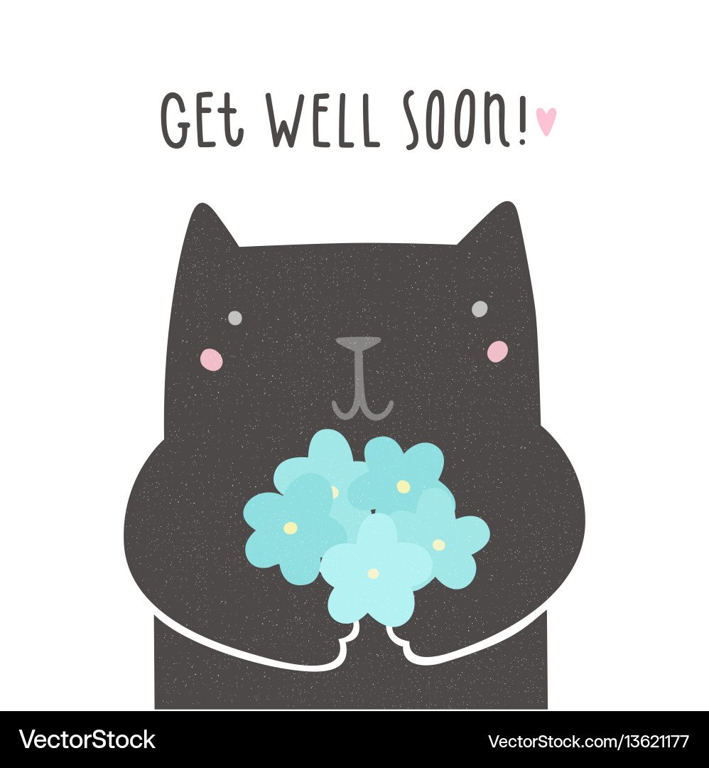 Adorable Cat with Flowers Vector Image