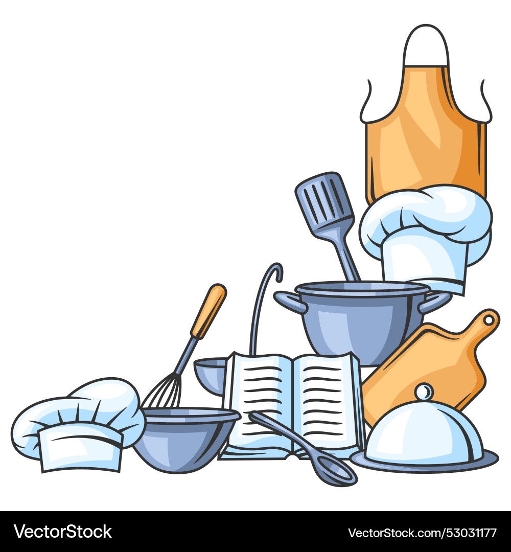Background with kitchen utensils cooking tools – Royalty-Free Vector |  VectorStock, image size:1000x1080