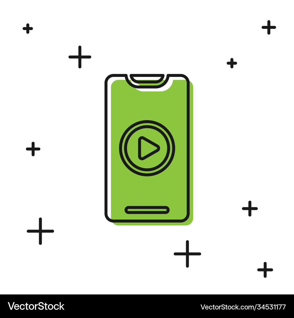 Black online play video icon isolated on white Black online play video icon isolated on white vector image