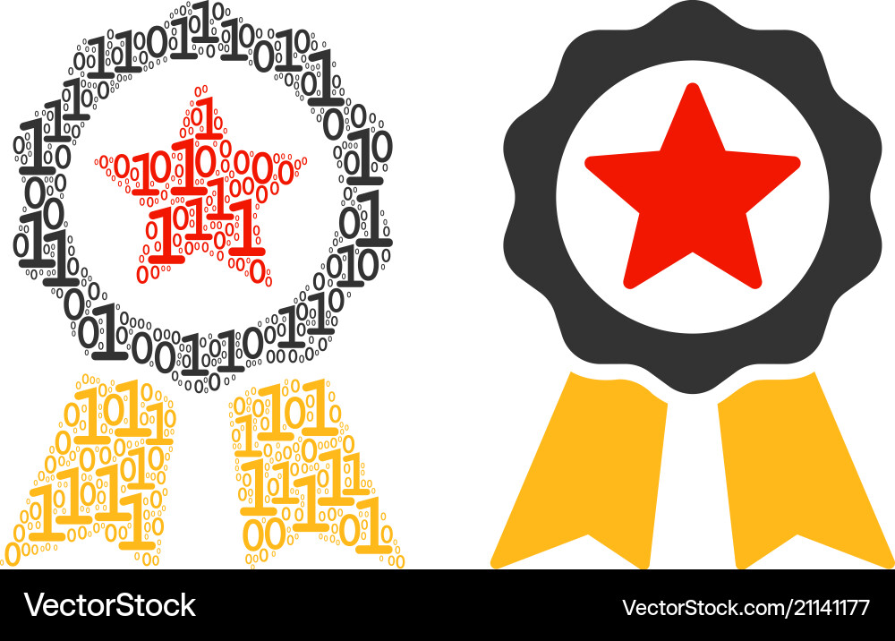 Certificate seal collage of binary digits Certificate seal collage of binary digits Vector Image