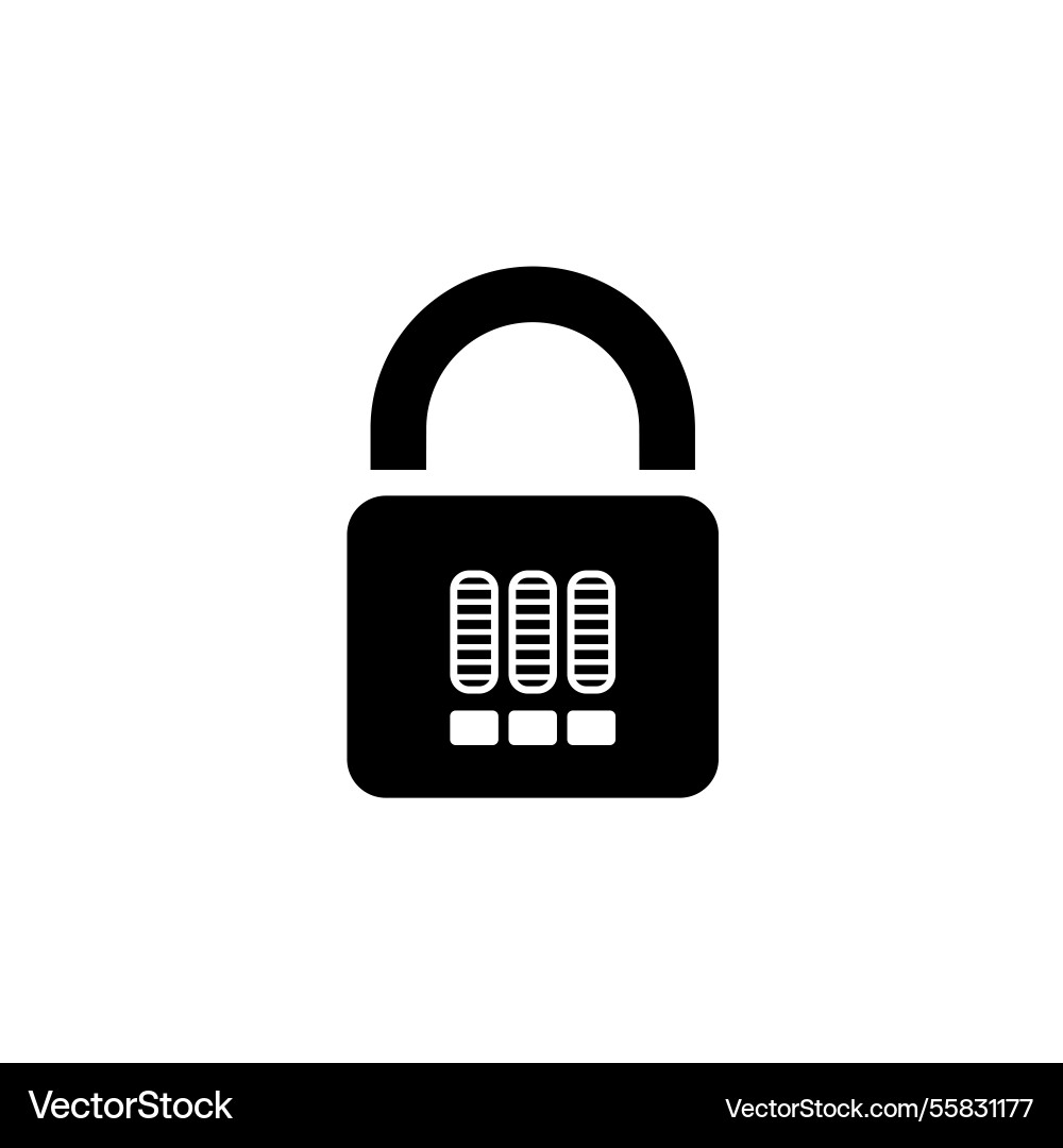 Combination padlock password code lock solid flat Combination padlock password code lock solid flat vector image